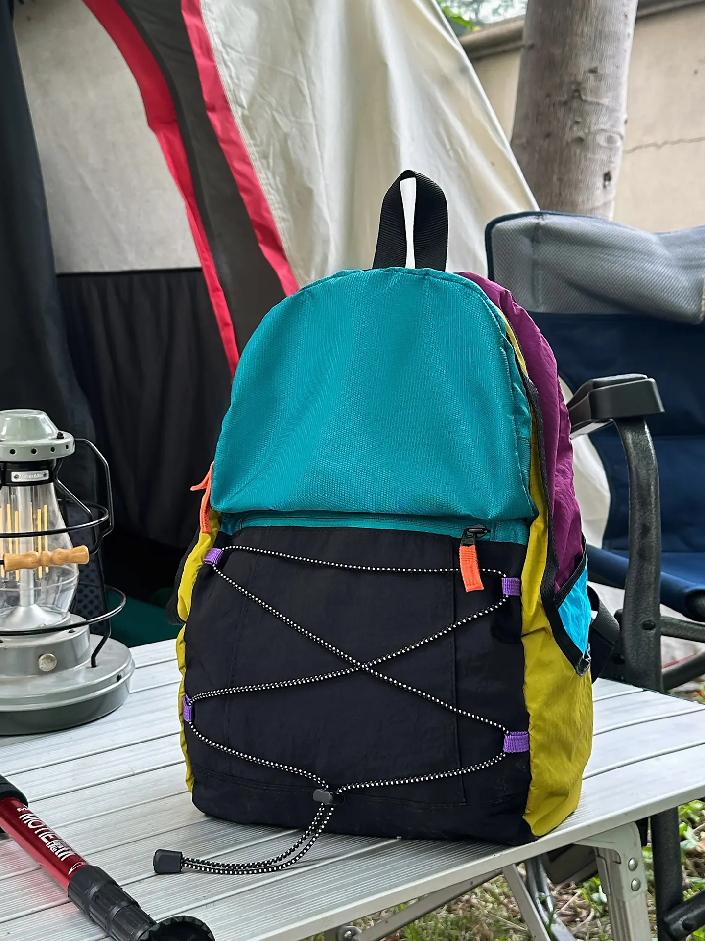 Vintage Colorblock Parent-Child Backpack, Multifunctional Backpack, Lightweight Waterproof Outdoor Bag, Camping Hiking Bookbag, Daily Commute Student Backpack, Waterproof Nylon Backpack