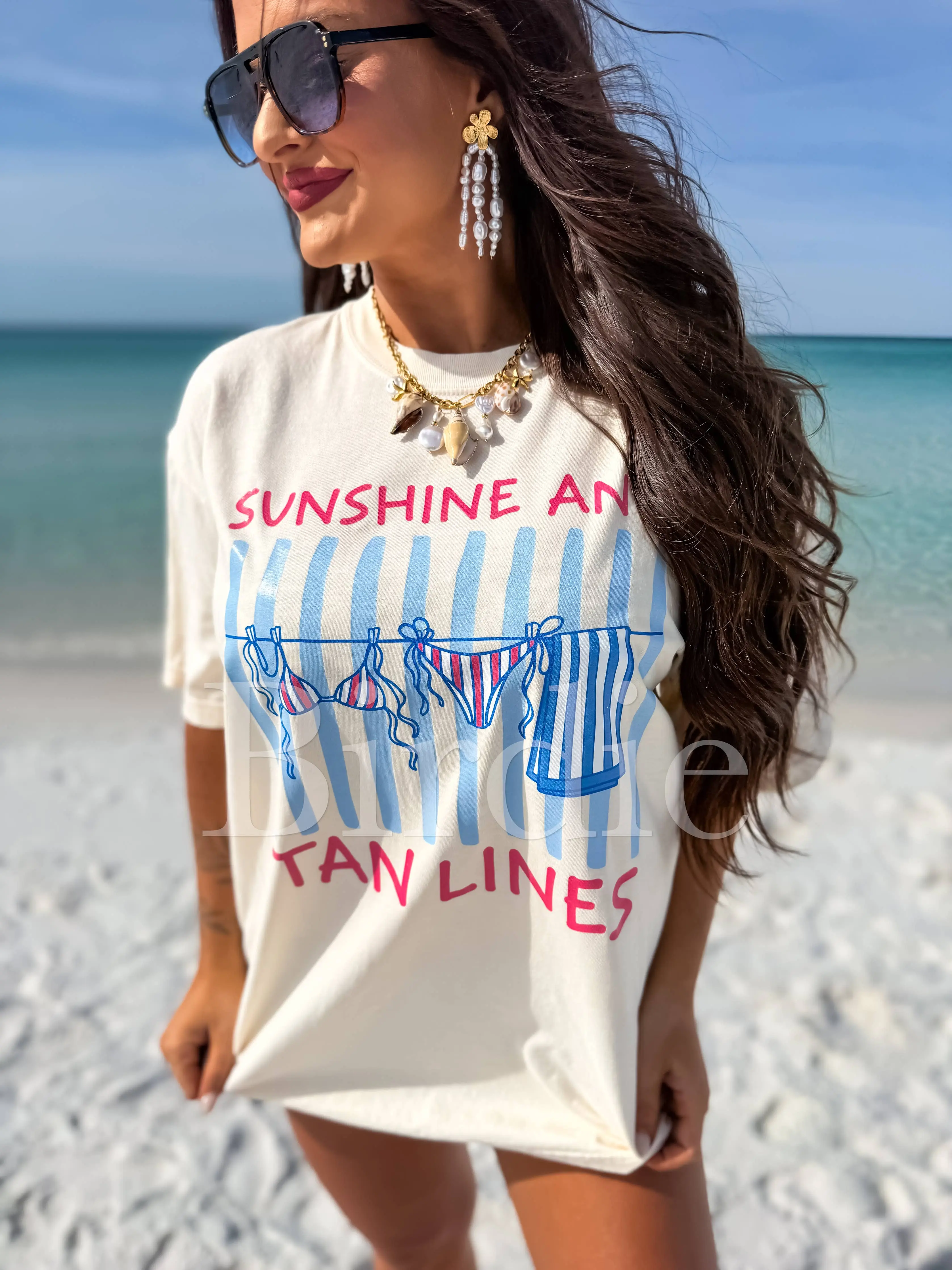 Sunshine and Tan Lines Graphic Tee on Ivory
