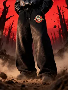 Men's Casual Slim Fit Sport Pants with Stranger Things Print, Street Style Running Pants, All Season Fashion Essential