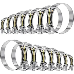 14 count 7 Sizes T-Bolt Hose Clamps, 304 Stainless Steel Turbo Intake Intercooler Clamp,Working Range 32-91mm for " Hose ID, Radiator Hose Clamps Assortment Set