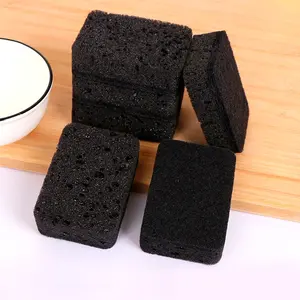 4pcs Black Sponge, Kitchen Non-Stick Oil Dish Scrubber, Durable Polyurethane Dishwashing Sponge Blocks for Home Cleaning