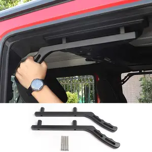 Black Aluminum Alloy Rear Grab Handles for 2007-2018 Jeep Wrangler JK JKU, Sturdy Durable Top Handles, Easy No-Drill Installation, Car Accessory, Vehicle Accessories Car Interior Kit