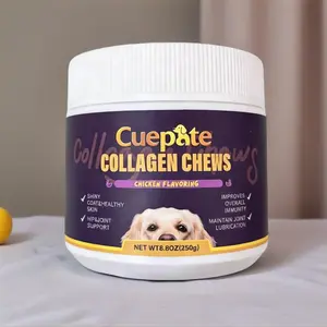 Cuepate Collagen Chews Chicken Flavor Supplement for Dogs & Cats Hip Joint Support Soft Granules with Hydrolyzed Collagen Peptides Glucosamine & Chondroitin
