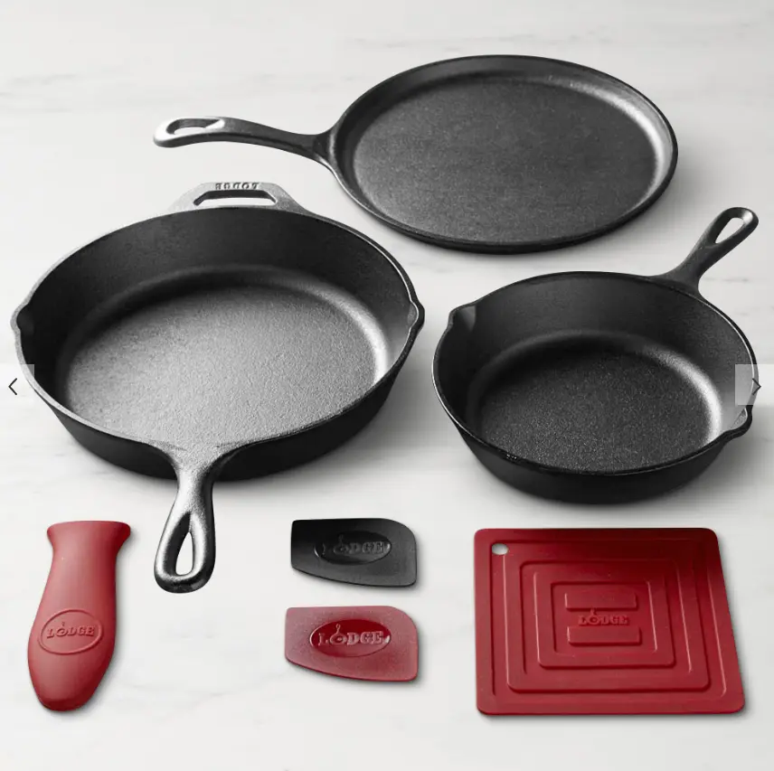 Lodge Classic Seasoned Cast Iron 7-Piece Skillet Cookware Set