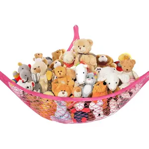 Stuffed Animal Net Hammock for Plushie Toys, Stuffed Animal Hammock Corner for Kids' Room Decor, Ideas for Organizing Stuffy Collection, 1 Pack, Pink Decorative Hanging