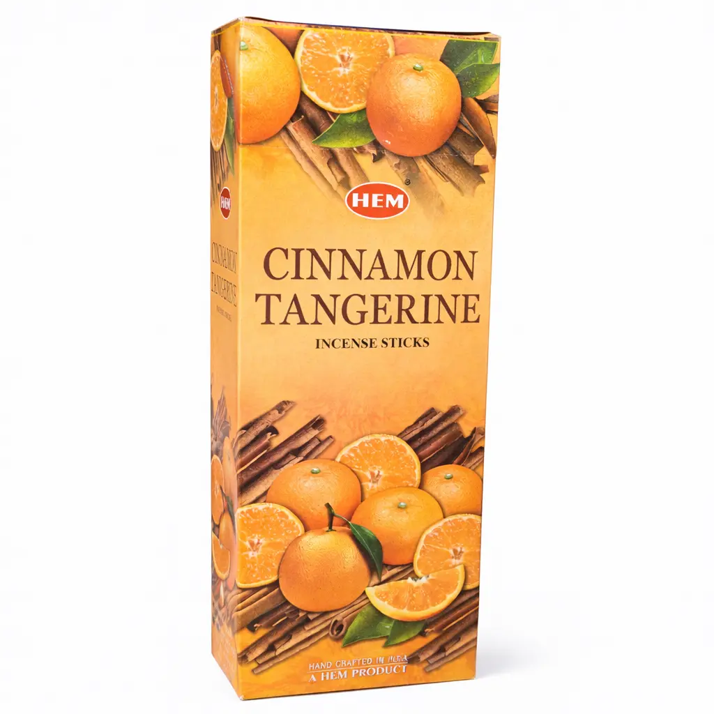 HEM Cinnamon Tangerine Incense Sticks - Hand-Rolled in India, 120 Count