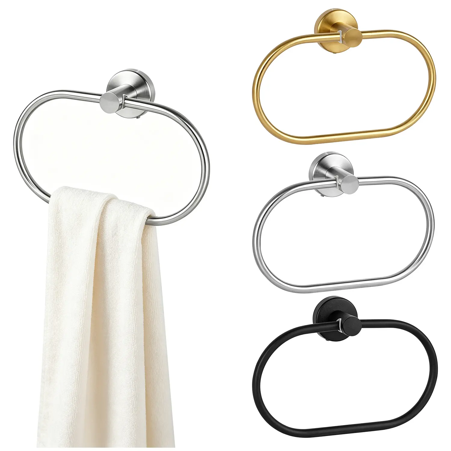 Innens Towel Ring for Bathroom, Towel Bar Hangers Wall Mount, Stainless Steel Hand Towel Holder, Modern Round Towel Hanger