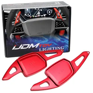 iJDMTOY Racing Sports Red Aluminum Larger Paddle Shifter Extension For Audi 2022-up Q4 e-tron, 2025-up A5 Q5 e-tron, 2026-up A6 S6 Q6 SQ6 e-tron, etc