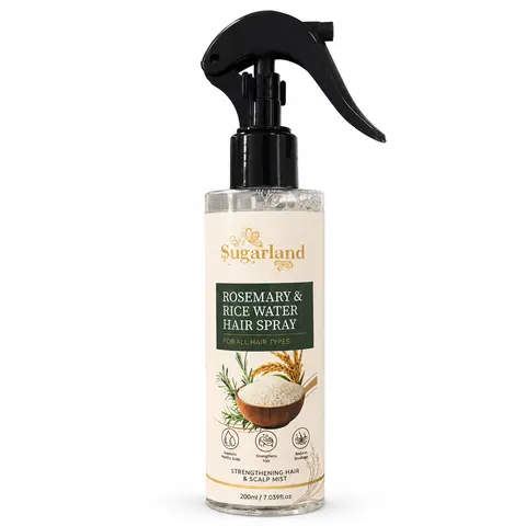 Rosemary Rice Water Hair Spray 200ml - Natural Leave-In Treatment Mist, Daily Hydrate Dry Strands, Anti-Frizz Smooth Haircare, Breakage Reduction for All Types & Natural Hair
