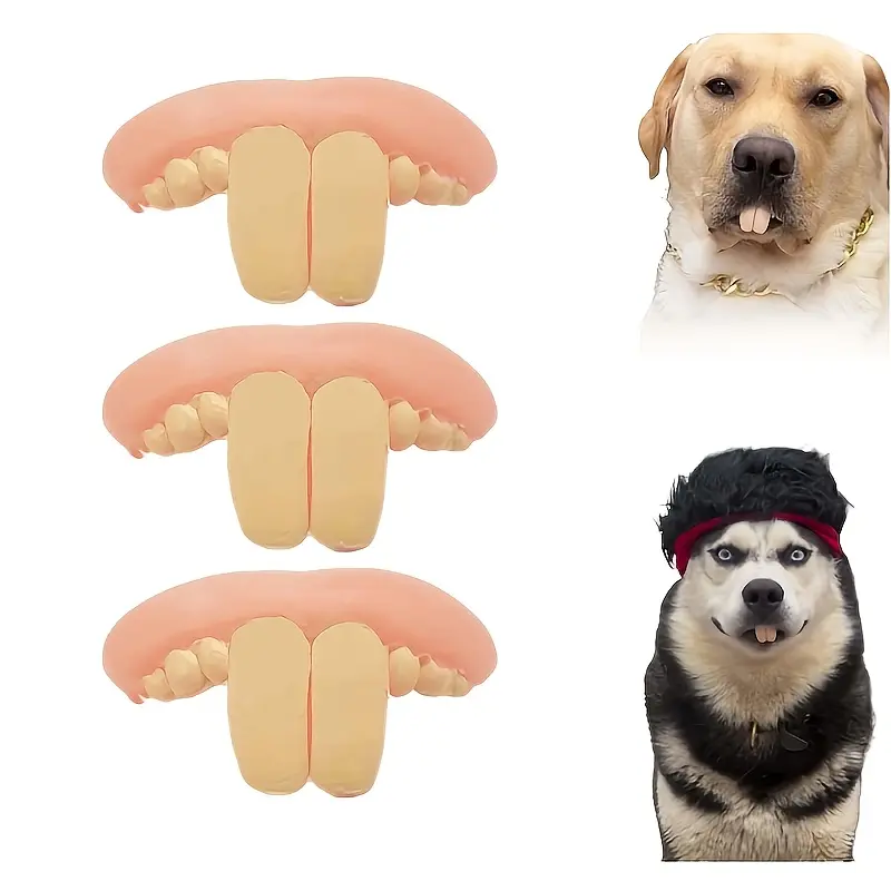 3-Piece Set of Funny Dog Denture Toys - Durable, Tear-Resistant Pet Dentures - Perfect for Halloween and Photoshoots Bite Inflatable Balls