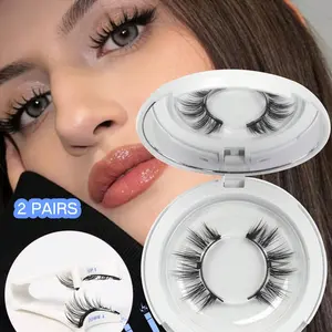 2 Pairs Reusable Magnetic Eyelashes Set with Lash Clips, Fish Tail Cross Type, Natural Look, No Glue Needed, Easy Wear and Remove, Makeup