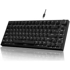 AJAZZ AK820 wired gaming mechanical keyboard, Durable keyboard 75% layout full-key hot-swappable Gasket structure luminous metal volume knob FN multimedia function ergonomic design computer and office keyboard gaming keyboard plug and play