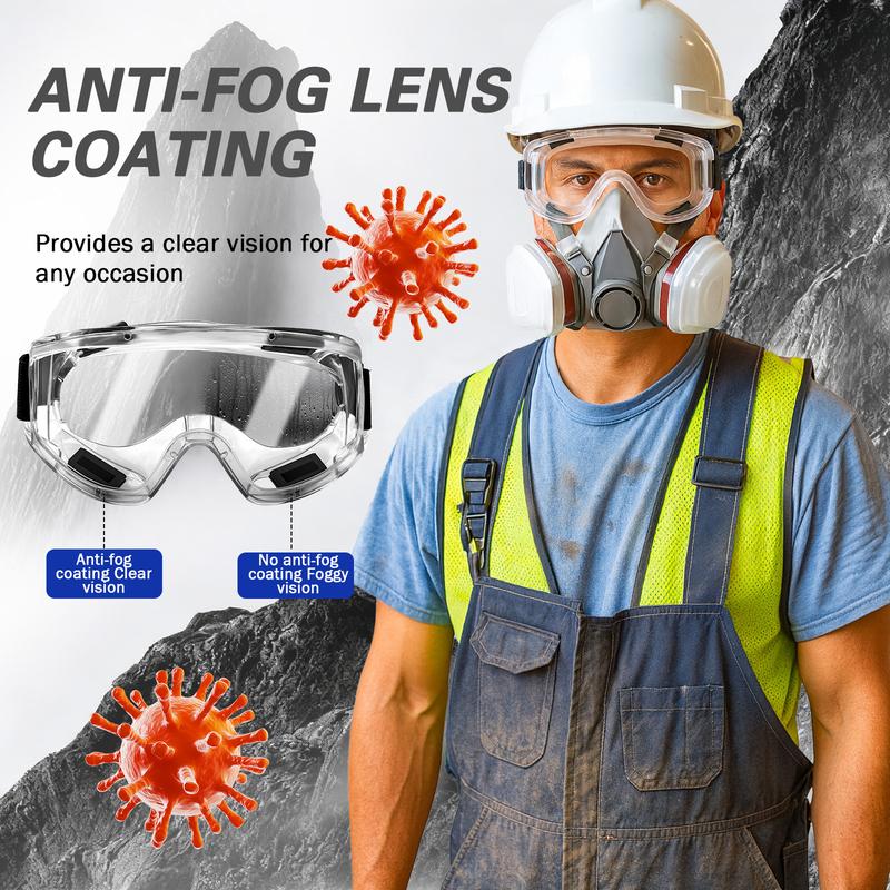 Dust-Proof Integrated Respirator & Half Face Mask Reusable with Safety Goggles , 15-in-1/11-in-1 Dual Filter Cartridge (Anti-Dust/Chemical/Pesticide) | For Spray Painting, Cutting,Carpentry, Anti-Chemical,Grinding,DIY Security Protection