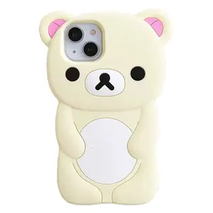 Cartoon Animal Cute Bear Soft Silicone Case for IPhone 13 12 14 15 16 Pro Max Cover