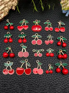 20pcs Enamel Cherry Charms, Cherry Fruit Pendant, Metal Cute Charms for DIY Bracelets, Earrings, Necklaces, Jewelry Making, DIY Jewelry Accessories
