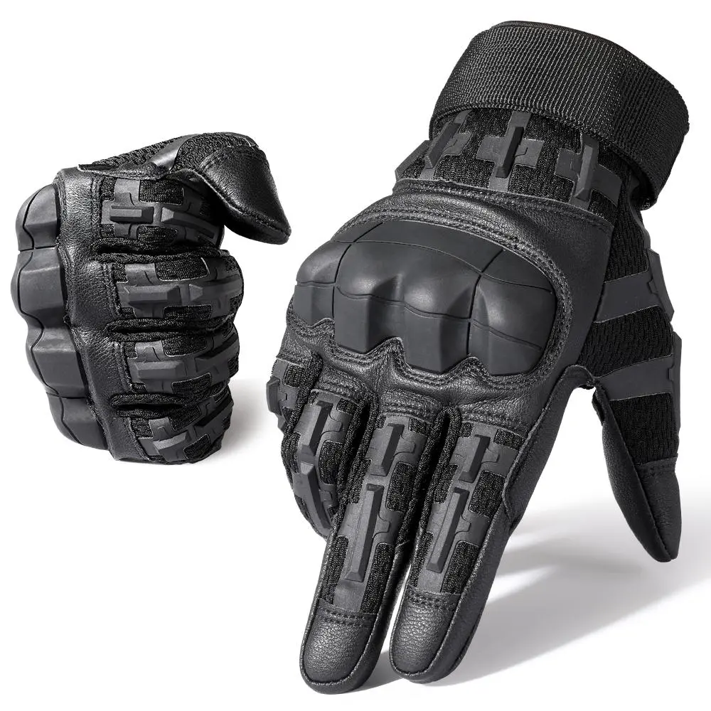 Outdoor Full Finger Protective Gloves, 1 Pair Rubber Hard Shell Full Finger Highly Sensitive Touch Screen Gloves, Outdoor Protective Gear for Working Hiking Cycling Sports Motorcycle, Motorcycle Riding Gloves