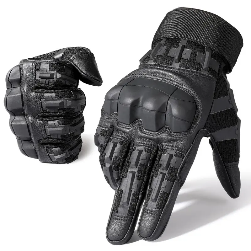 Outdoor Full Finger Protective Gloves, 1 Pair Rubber Hard Shell Full Finger Highly Sensitive Touch Screen Gloves, Outdoor Protective Gear for Working Hiking Cycling Sports Motorcycle, Motorcycle Riding Gloves, Motorbike Protective Gear