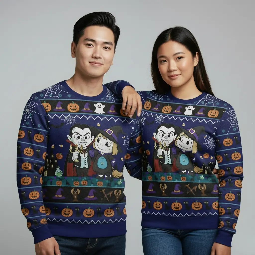 Boo Crew Halloween Sweater – Dracula & Witch Edition Ugly Sweater
