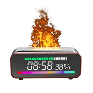 Aroma Diffuser Simulated Flame Fireplace Bluetooth Speaker Humidifier Aromatherapy Machine Home Clock Alarm Clock Diffuser