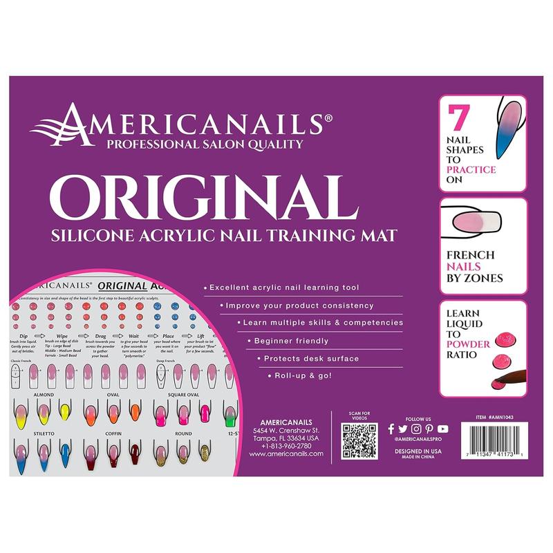 Americanails Original Acrylic Nail Training Mat - 15.75" x 11.75" Silicone Application Mat for Acrylic Nail Skills Practice