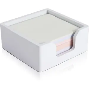 Concrete Sticky Note Holder for 3x3" Notes Cement Self-Stick Note Memo Pad Holder Notepad Dispenser Organizer Modern Desk Accessory for Office & Home White