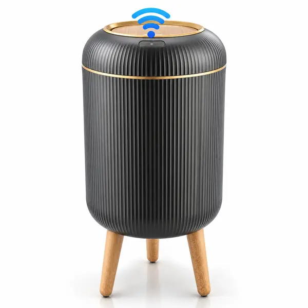 Pukomc 3.2 Gal Bathroom Trash Can with Lid, Slim Narrow Waste Basket, Water-Resistant Plastic Garbage Bin with Press-Up Lid for Bathroom, Bedroom, Office & Small Spaces