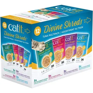 Divine Shreds Premium Cat Food Topper, 12 Pack, Tuna