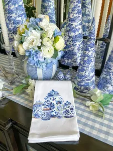 Chinoiserie Jars with Blue Hydrangeas Kitchen Towel