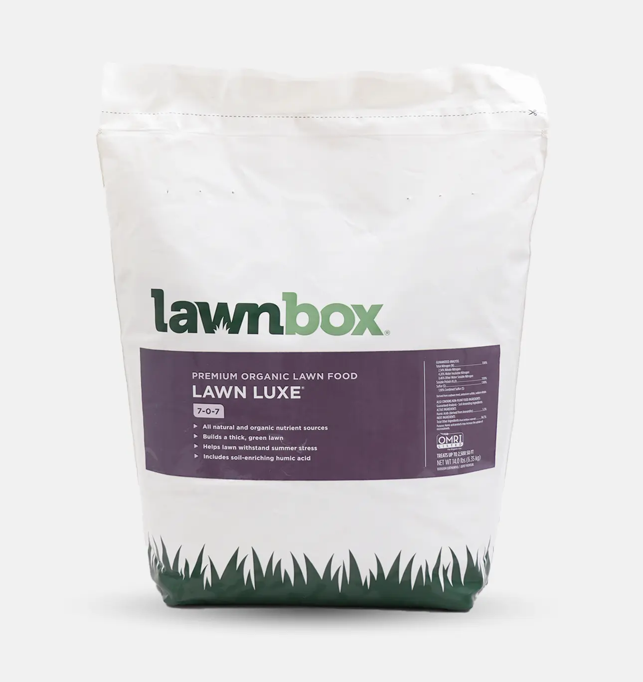 Lawnbox Lawn Luxe 7-0-7 Organic Lawn Fertilizer - Safe for All Turf Types, 100% Organic, Pet and Family Friendly