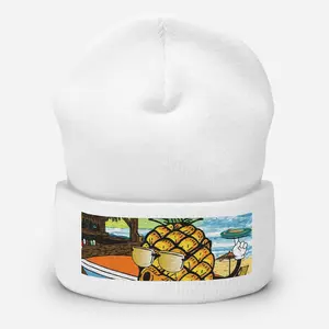 PHCK PINEAPPLES CUFFED BEANIE-WHITE