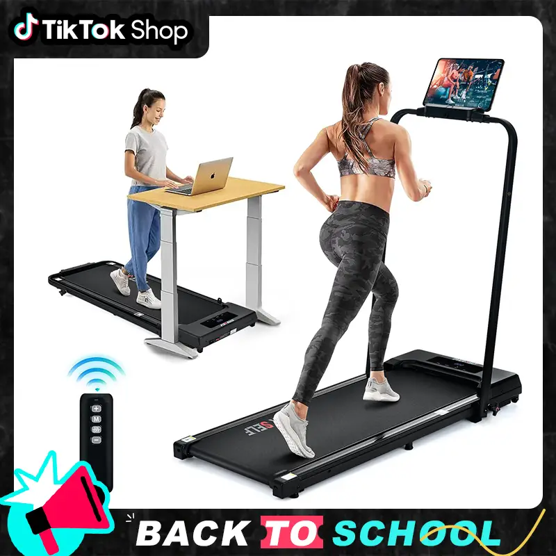 OVER SELF 2-in-1 walking pad treadmill with Remote Control, Low Noise, Portable Design treadmills for Home, Indoor Exercise Equipment
