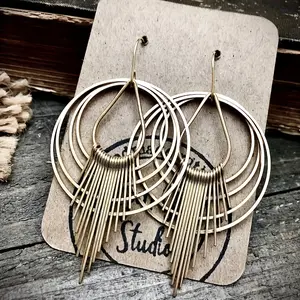 Boho-Chic Water Drop Tassel Earrings Vintage Ethnic Multi-layer Circle Drop Earrings Bohemian Vacation Travel Beach Earrings Fashion Accessory