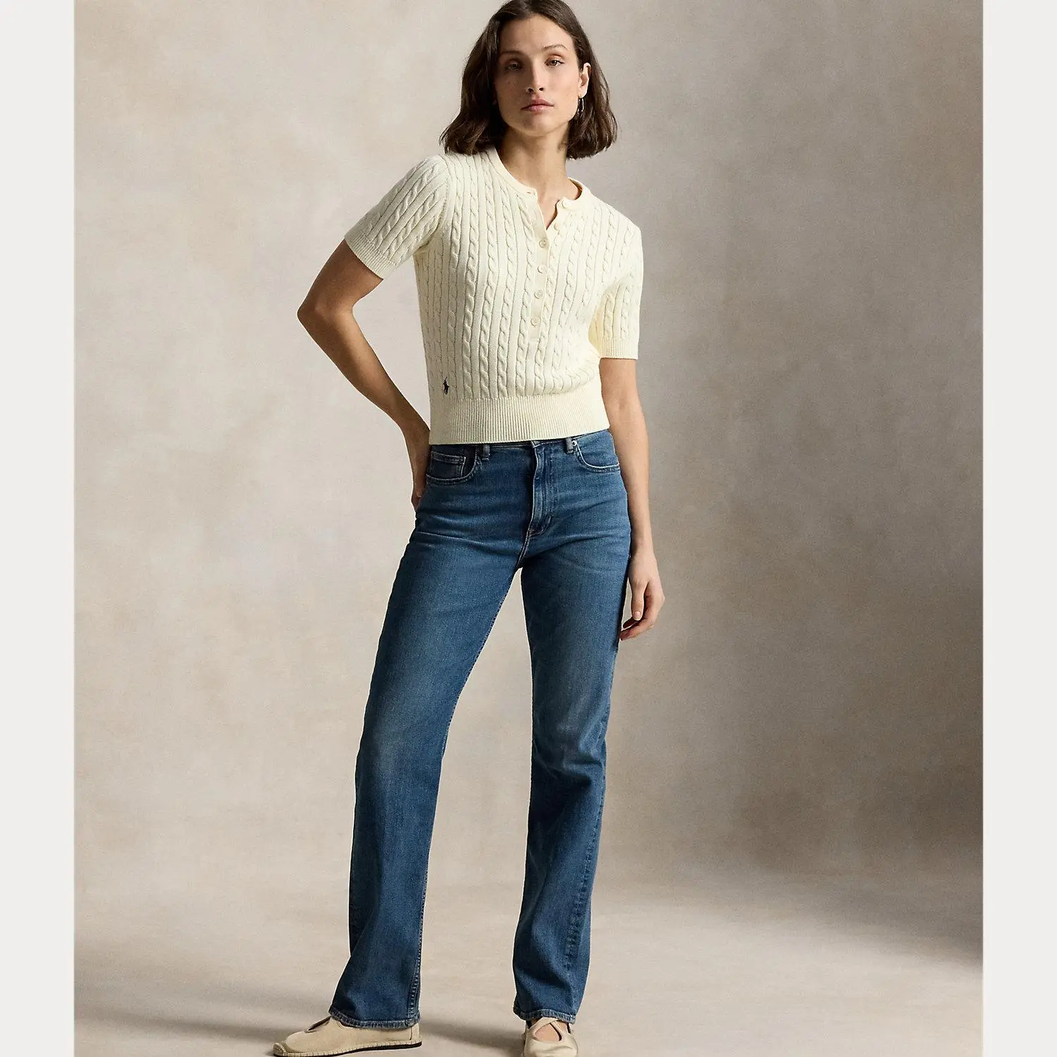 Polo Ralph Lauren - Mini-Cable Short-Sleeve Henley Sweater