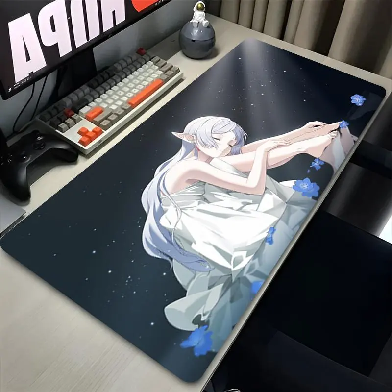 Frieren At The Funeral Mouse Pad XXL 900x400mm PU Mousepad Hot Large Gaming Leather Mouse 700x300xmm Pad Waterproof Table Mat