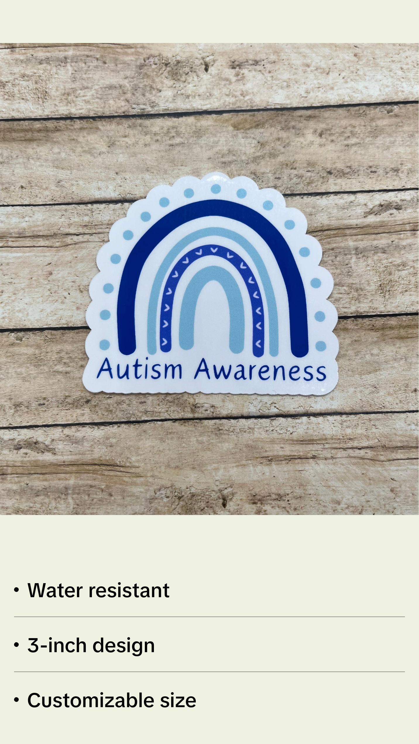 Autism Awareness Blue Rainbow Sticker