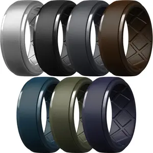 Men's Silicone Rings 10mm Wide 2.5mm Thick Rubber Wedding Bands, Multipack 1/4/7 Breathable Comfort Fit For Workout