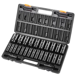VEVOR 3/4 in Drive Impact Socket Set, 21 Pieces SAE 3/4 in to 2 in, 6 Point Cr-V Alloy Steel for Auto Repair, Easy-to-Read Size Markings, Includes Extension Bars, Ratchet Handle and Storage CaseVEVOR Super Brand Day