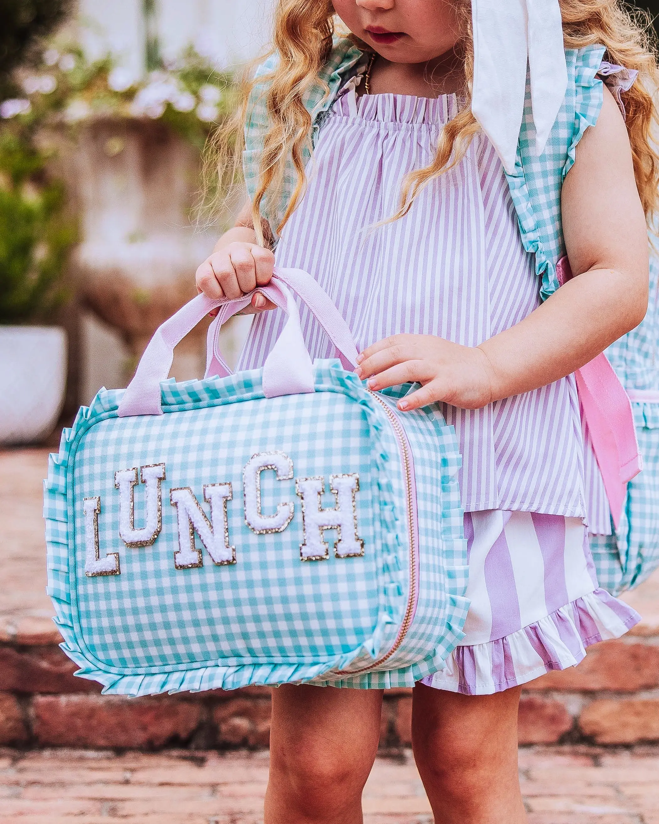 Ruffled Lunch Kit - Mint Gingham