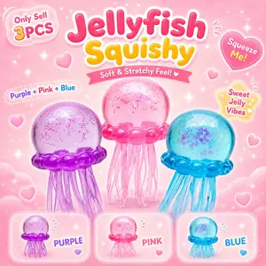 3PCS Soft Jellyfish Squeeze Stress Ball Squishies, Stress Relief Squishy Toy, Dual-Use Fidget Toy for Kids' Sensory Play, Calming Anxiety Reducing Hand Toy, Ideal Birthday Party Gift for ADHD Needs, Portable Relaxing Gift for Kids & Adults All Ages