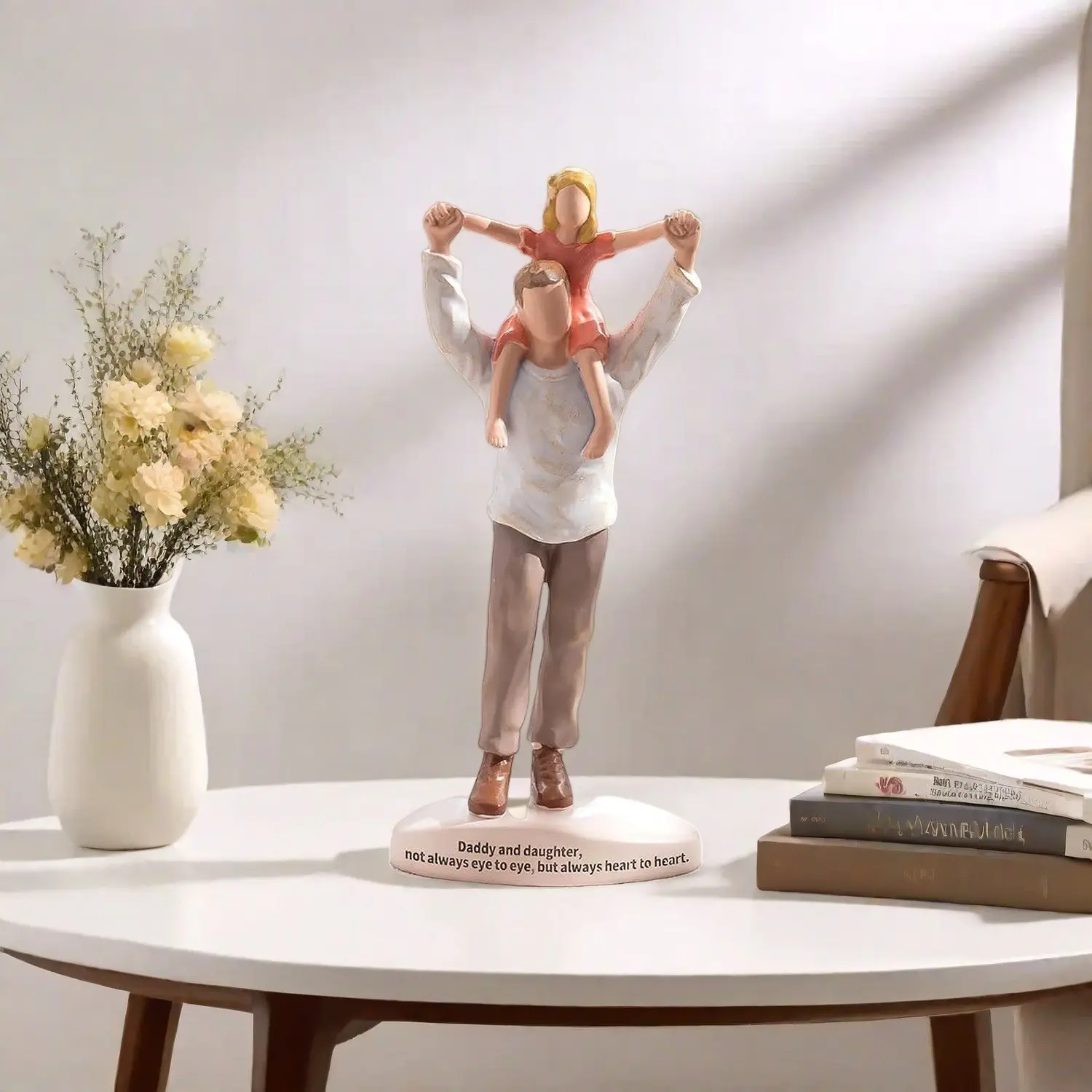 Modern Family Statue Father Daughter Hugging Sculpture, Elegant Parent ...