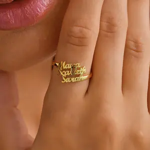 Three Name Ring, Triple Name Ring, Name Customized Ring, Name Personalized Ring, Name Bridesmaid Ring, Name Wedding Ring, Name Engagement Ring, Family Name Ring, Multiple Name Ring, Couple Name Ring, Kids Name Jewelry Gift for Mother, Name Stacking Ring