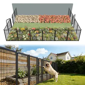 FXW Garden Fence Outdoor for The Yard, 24"/32" Height x 18.3-36.4ft Length, Heavy Duty Metal Animal Barrier for Dog and Rabbit, Decorative Dog Fence, 8/16 Panels