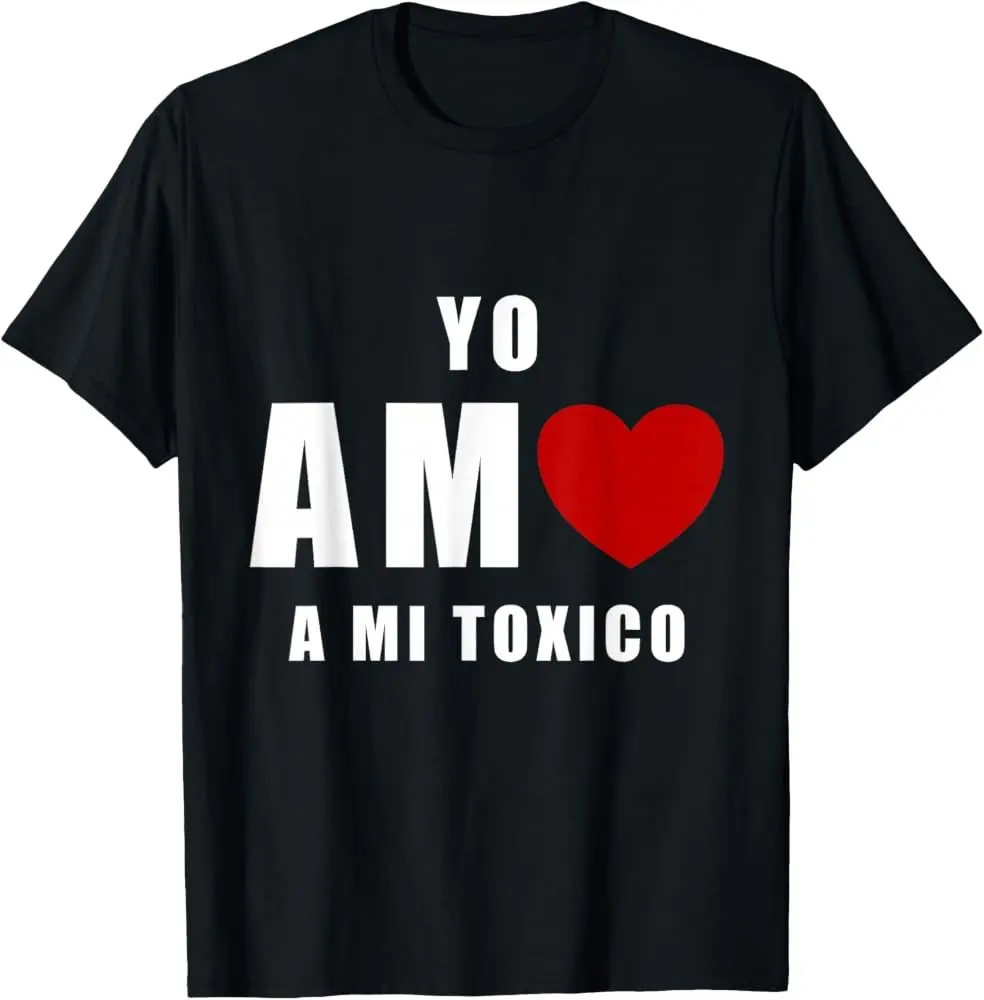 Black T-Shirt I Love My Toxic With Red Heart Print For Casual Wear Breathable Cotton