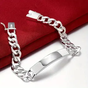 925 Silvery Noble Jewelry - Simple, Stylish Geometric Chain Bracelet for Men and Women