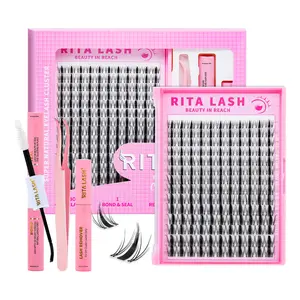 RITALASH 154pcs D Curl Individual False Cluster Kit DIY Eyelashes Individual Lashes Mixed Lengths at Home with Adhesive and Sealer Application Tool Individual False Cluster Remover