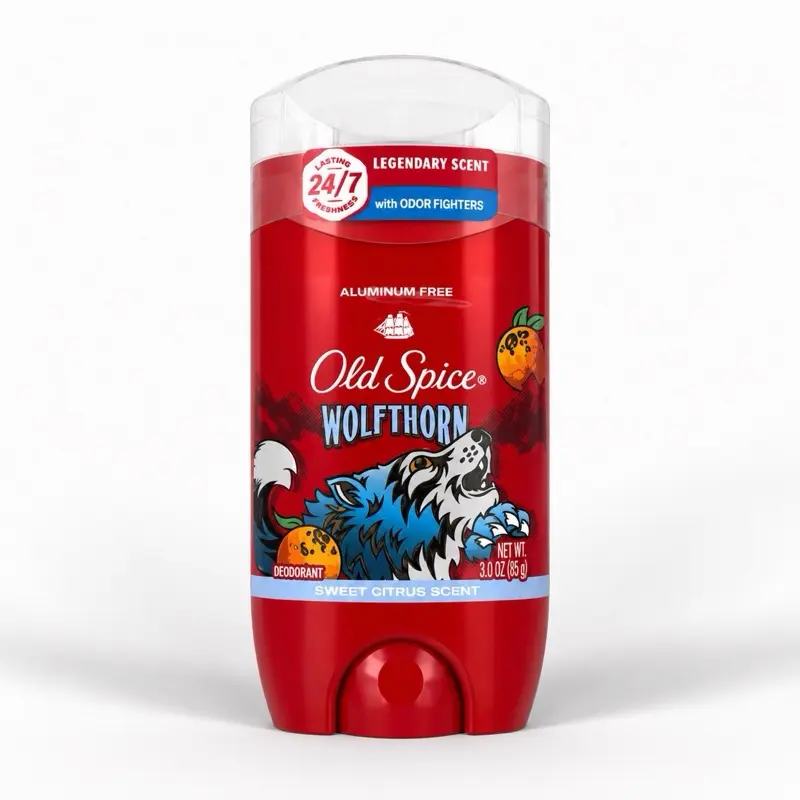 Old Spice Wolfthorn Aluminum Free Deodorant Stick | Sweet Citrus Scent | 24/7 Freshness | Odor Fighters | 3.0 oz (85 g)