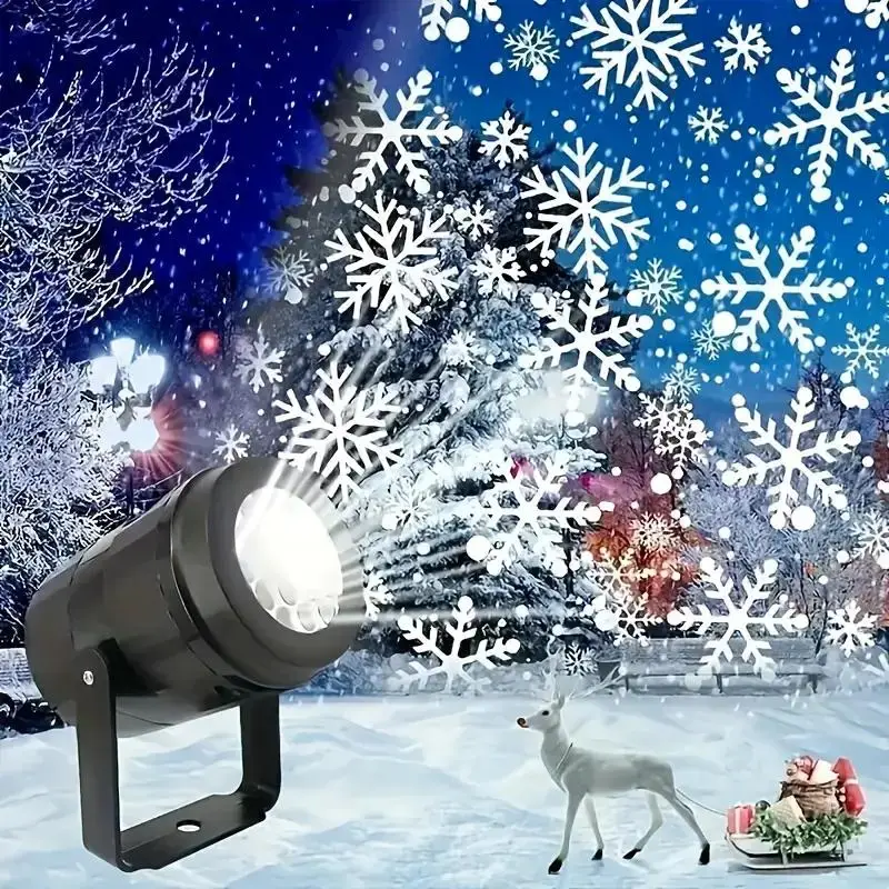 USB Powered Snowflake/Santa Claus Projector Light, 360° Rotatable LED Projection Light, Multi-functional Novelty Lighting for Home, Party, Christmas,