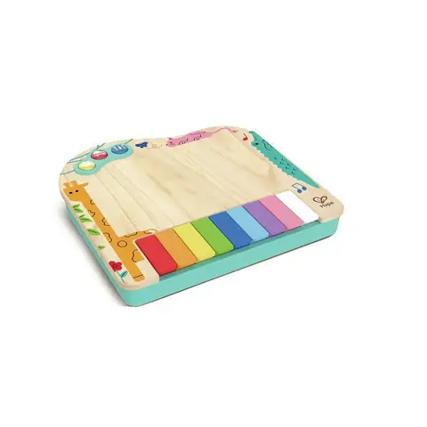 Hape Pixel Piano - Colorful Kids Toys, Durable Child-Safe Battery-Powered Animal-Themed Musical Learning Keyboard, Cool Gifts for Kids 12+ Years, Wooden Surface, Learn-with-Lights Rhythm Feature, 2.7 lbs, 9x8.7 in, Includes 4 AA Batteries