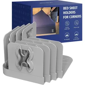 Bed Sheet Holders Lock for Corners - Lock Sheet Mattress Holder Corner Keep Firm Tight in Place Set of 4 - Bed Sheets Holder for All Mattress Sizes (Grey)