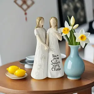 A sister figurine with a shared heart "You are the sister I could choose" | Unique resin item, an ideal gift for best friends, soul sisters, birthdays and friendship anniversaries, a charming home decoration item